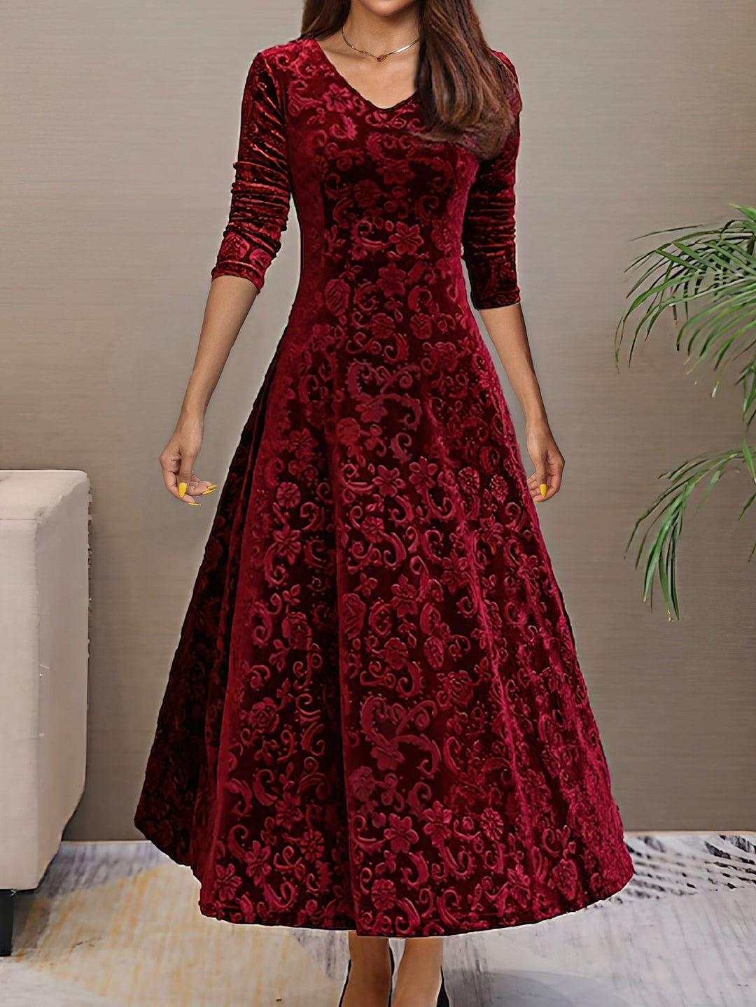 Melisande | Floral Velvet Dress